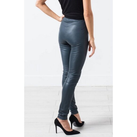 Malene Birger Elenasoo Leather Leggings Trousers Size 36 Blue Velvet - Picture 2 of 9